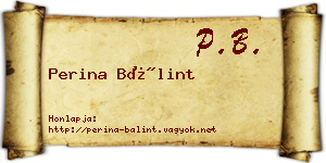 Perina Bálint névjegykártya